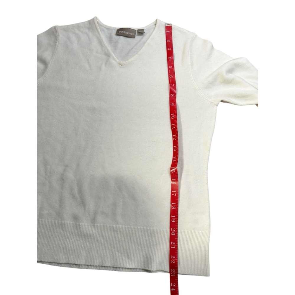 Croft & Barrow Cream V-Neck Sweater M - Picture 5 of 7